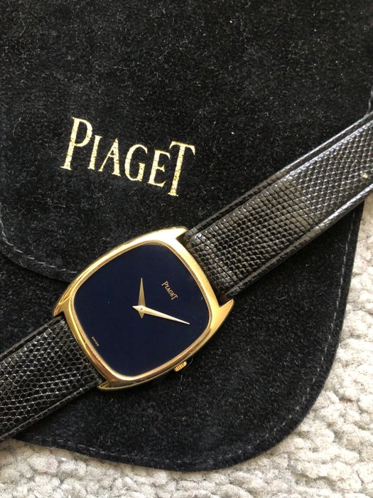 Piaget - Ultra Thin - Black Tie Emperador deep blue dial - Gold Tonneau Case - 9591 - Άνδρες - 1975