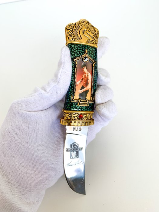 Franklin Mint The Bruce Lee Tanto design  collector knife  in leather pouch and original - Taschenmesser