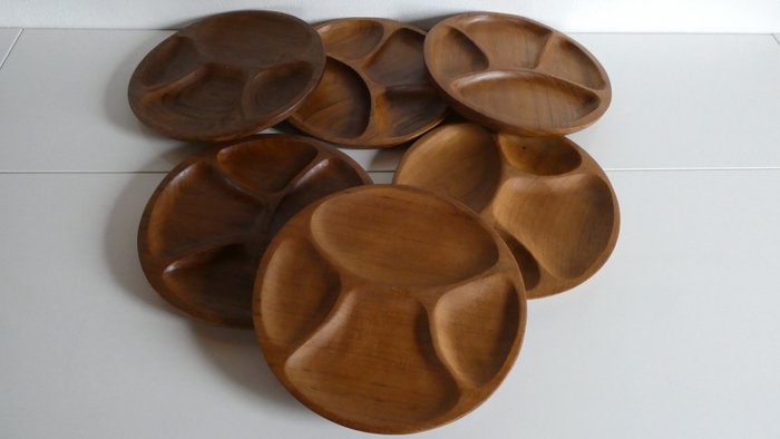 盤子 (6) - Noten assortiment bord - 木材（柚木）