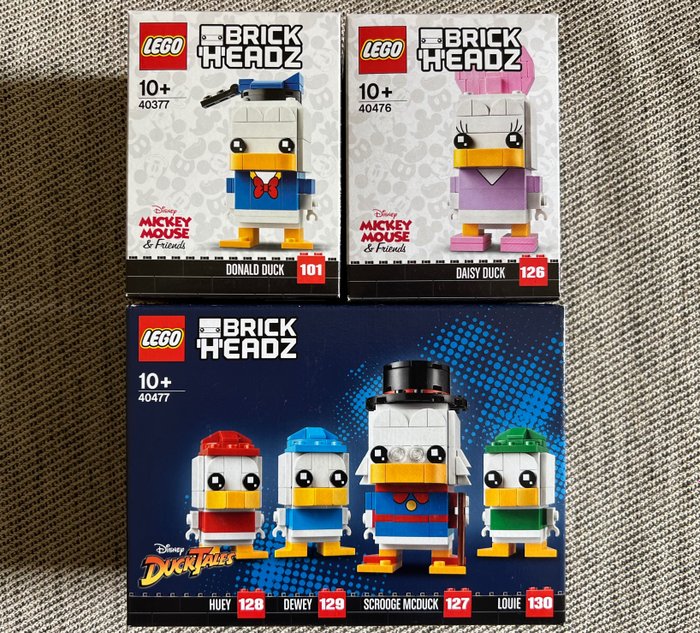 Lego - Brickheadz - 40477 + 40377 + 40476 - Scrooge McDuck, Huey, Dewey & Louie + Donald Duck + Daisy Duck