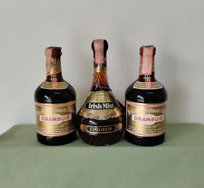 Drambuie + Irish Mist Liqueur  - b. década de 1980, década de 1990 - 70cl - 3 garrafas