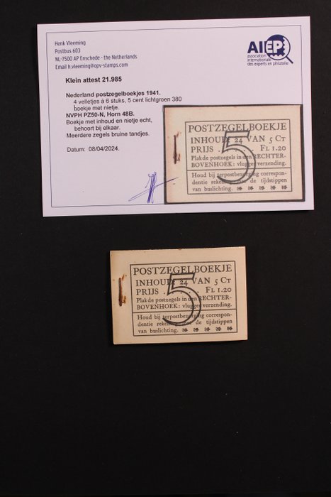 Holanda 1941 - Livreto de selos - Frete grátis para todo o mundo - NVPH PZ50-N, Horn 48B