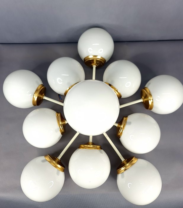 灯具 - 吊坠 - 11 个球体 - 水晶, 黄铜