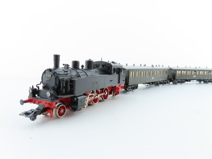 Märklin H0 - 2865 - Set de trenes (1) - Set de 4 piezas con locomotora de vapor BR 75 y vagones de pasajeros de 2.ª, 3.ª y 3.ª clase, - DRG