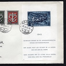 Zwitserland 1945 – Blok met eerstedag stempel op aangetekende brief – Gratis verzending wereldwijd – Zumstein 21 / Michel Blok 11