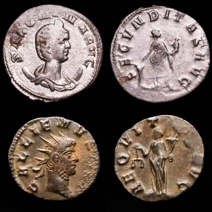 Romerska riket. Salonina & Gallienus. Lot comprising two (2) antoninianus Rome & Mediolanum mint. SALONINA AVG / GALLIENVS AVG  (Utan reservationspris)