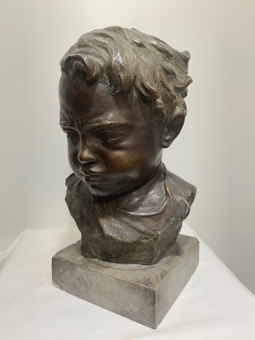 Giuseppe Franzese (1871-1956) - Άγαλμα, Bibbo arrabbiato - 29 cm - Μπρούτζος (Με πατίνα)