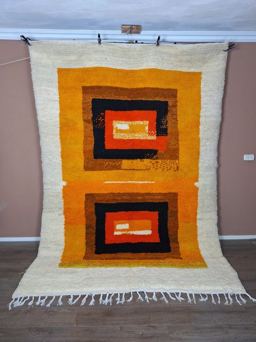 复古图案柏柏尔地毯 Beni Ouarain 羊毛地毯 - 地毯 - 285 cm - 205 cm