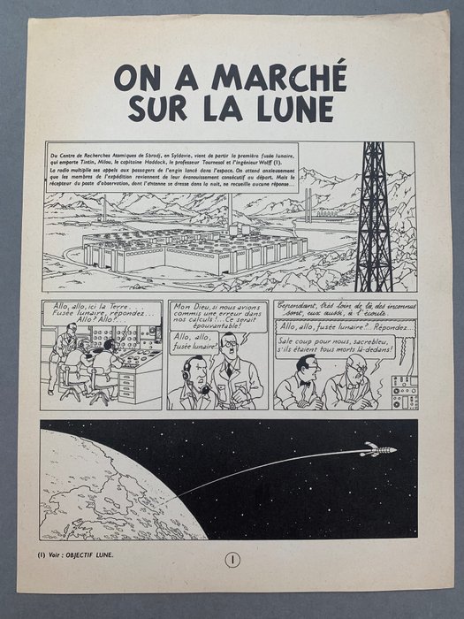 Tintin - On a marché sur la Lune- Première  page  en édition alternée - Format A4 - 1 Wydrukować