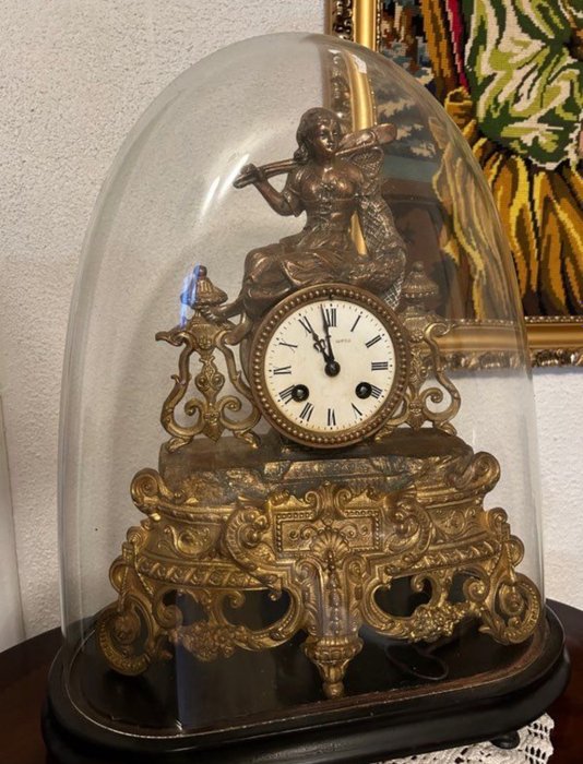 壁炉架时钟 - 粗锌 - 1880年-1900年