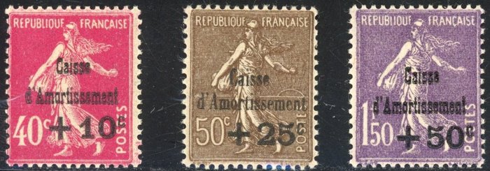 Franța 1930 - Sinking Fund - The Complete Series - Superb - Cote: 420€ - Yvert 266/68**