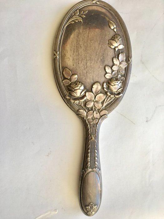 Hand mirror, France XIX century. - Handspegel  - Metallpläterad med silver, glas.