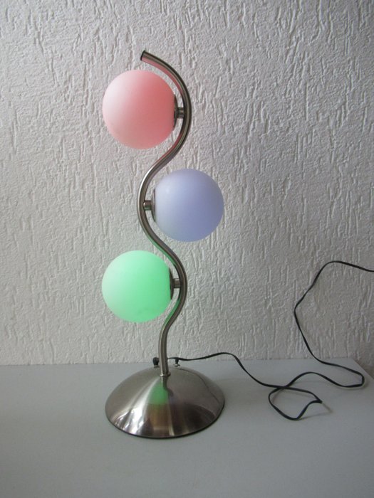Tischlampe - Tischlampe Stimmungslampe mit 3 Farben - Chrom und Glas