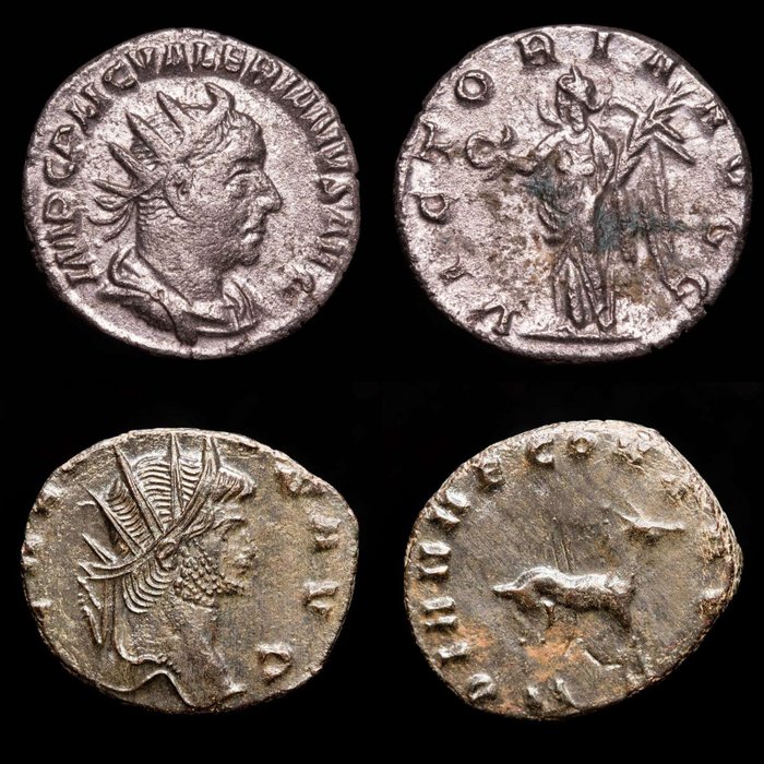 Empire romain. Gallienus & Valerian I. Lot comprising two (2) antoninianus Rome mint. GALLIENVS AVG / VICTORIA AVGG  (Sans Prix de Réserve)