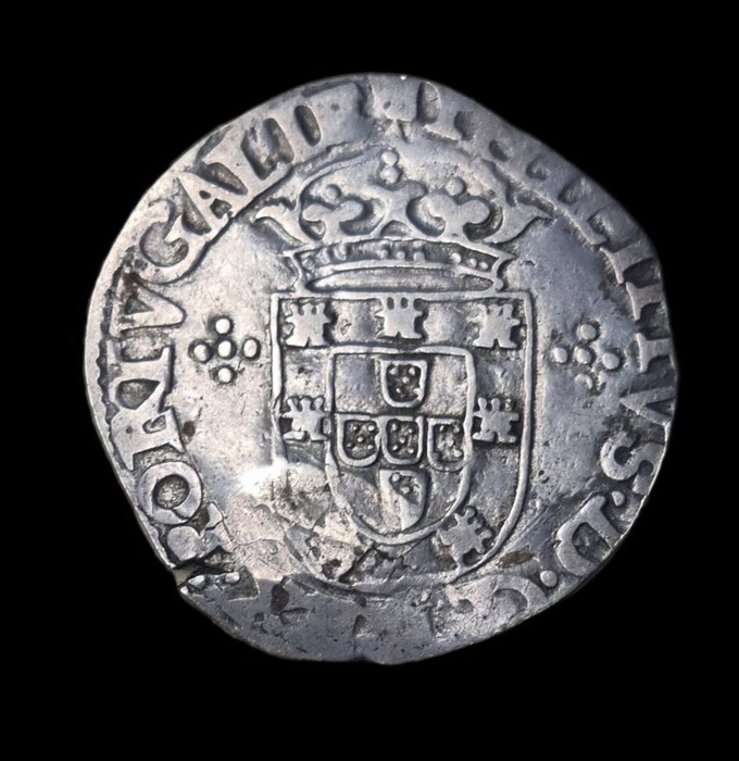 Πορτογαλία. D. João IV (1640-1656). Carimbo 120 Réis sobre Tostão (100 Reais) - D. Filipe I - Lisboa - Escassa