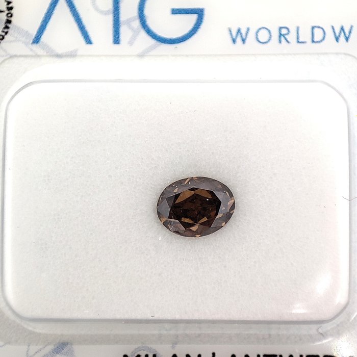 Diamant - 0.52 ct - Oval - Fancy Deep Yellowish Brown - VS1 *No Reserve Price*