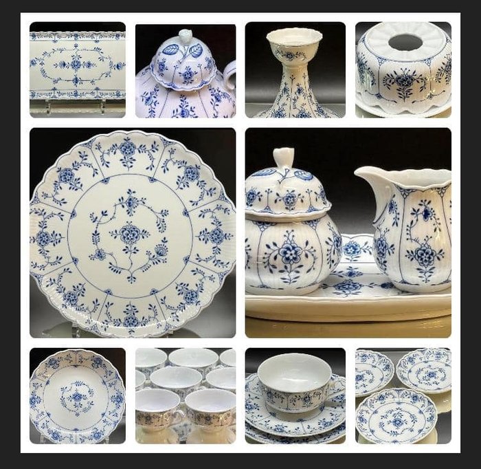Tirschenreuth / Hutschenreuther - Servizio da tè e caffè (43) - Blaue Blume - Salzburg Musselmat Blau - Ceramica, Porcellana