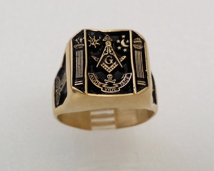 Vintage 925 Silver Blue Lodge Masonic - Ring