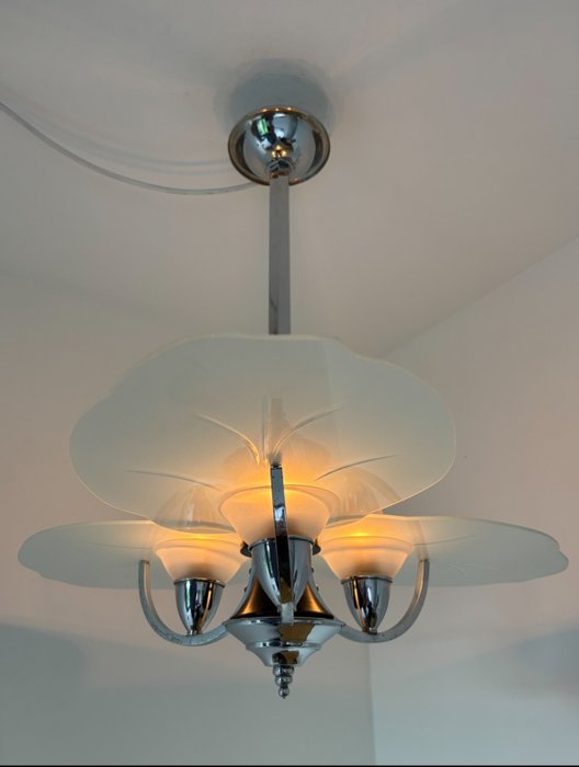Art Deco - 枝形吊燈 - 玻璃, 鉻合金