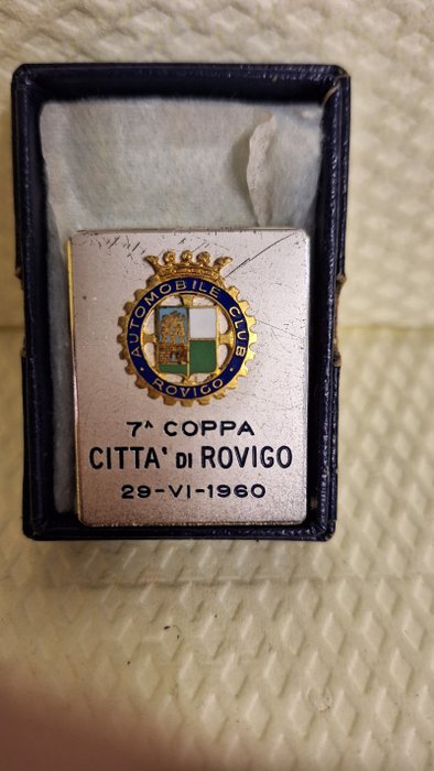 Badge - Automobile Club Rovigo - Targhetta Club Rovigo, 7ma coppa Cittá di Rovigo - 1960