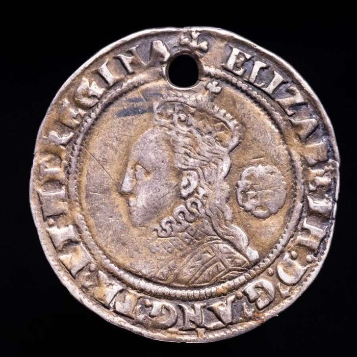 Grã-Bretanha. Isabel I (1558-1603). 6 Pence Mint mark, Eglantine.  1574  (Sem preço de reserva)