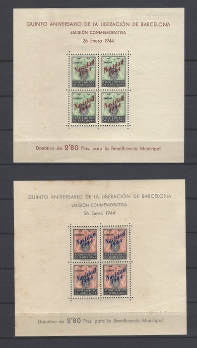 Espagne 1944 - HB Barcelone non délivré - Edifil NE 25/NE 26
