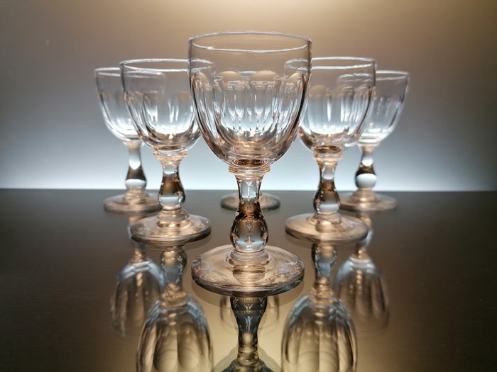 Baccarat - Saint Louis - Table service (6) - port / wine glasses "Gondole, Côtes plates" - Crystal