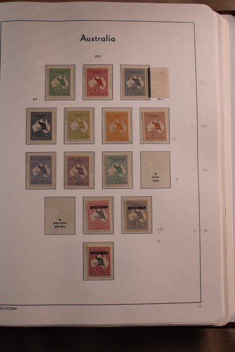 澳大利亞 1913/1979 - Leuchtturm 預印本專輯中非常先進的收藏