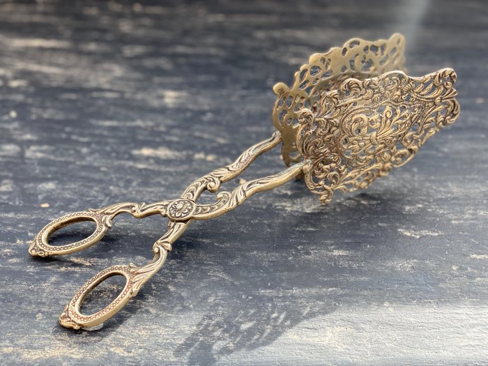 蘆筍夾具 - 金屬，鍍銀/金。 - 1850-1900