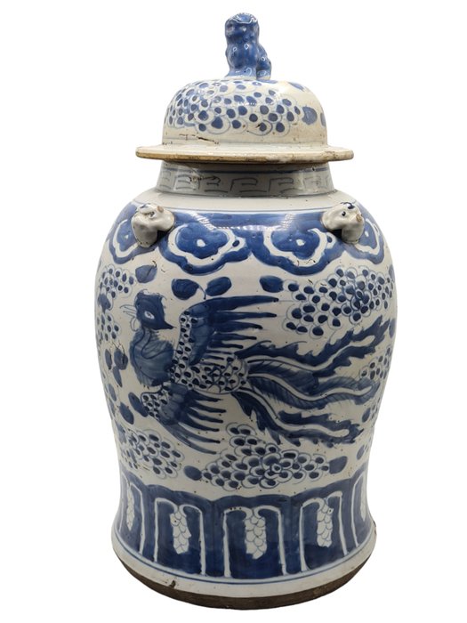 Impressive Lidded 'Phoenix' Jar (46 cm) - Bocal - Porcelaine