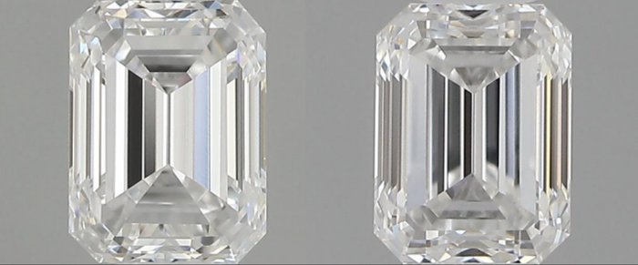 2 pcs Diamanten - 0.61 ct - Smaragd - E, F - IF (makellos), *No Reserve Price* *Pair* *EX VG*