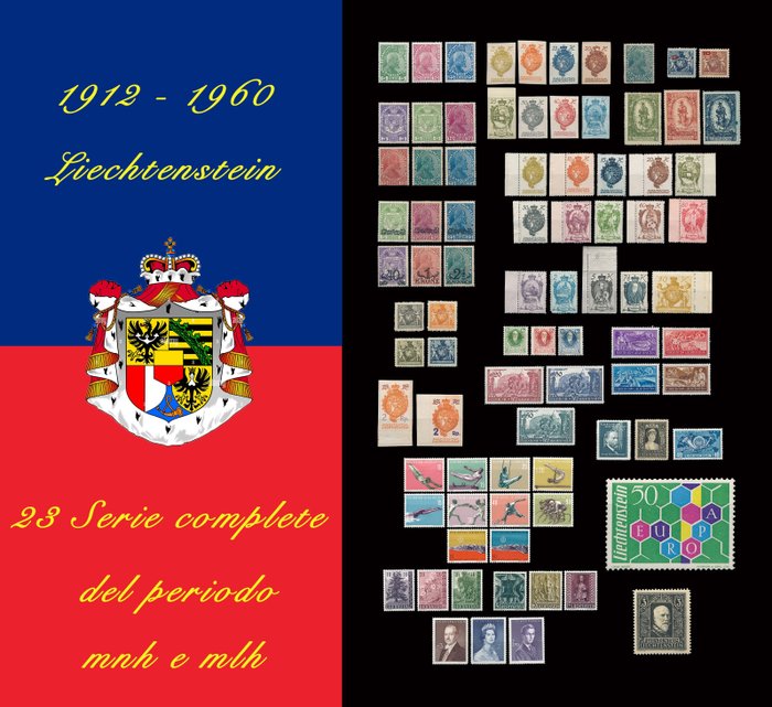 Liechtenstein 1912/1960 - 23 Complete series uit de postfrisse en MLH-periode. - Unificato dal N 1 al N 358