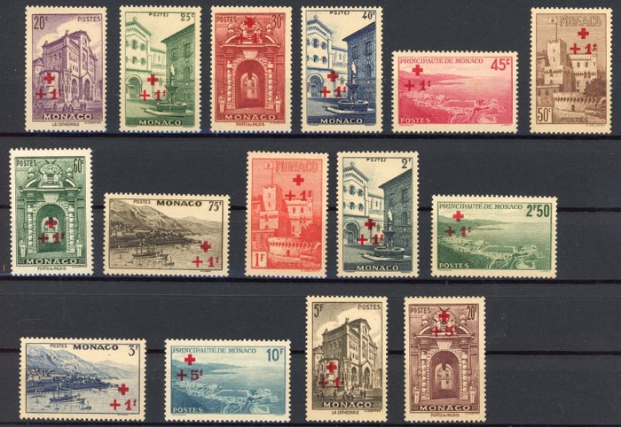 Mónaco 1940 - Cruz Roja - El bien serie completa - Valoración: 420€ - Yvert 200/14