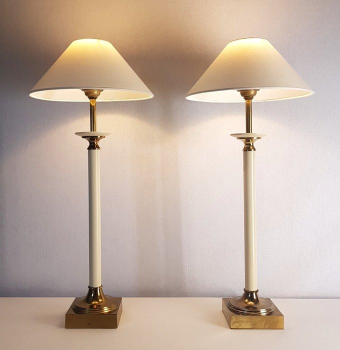 Kullmann - Bordslampa - två vintage bordslampor - mässing/metall