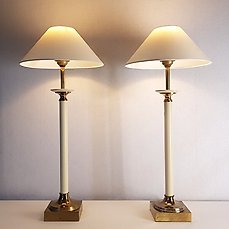 Kullmann – Tafellamp – twee vintage tafellampen – Messing/Metaal