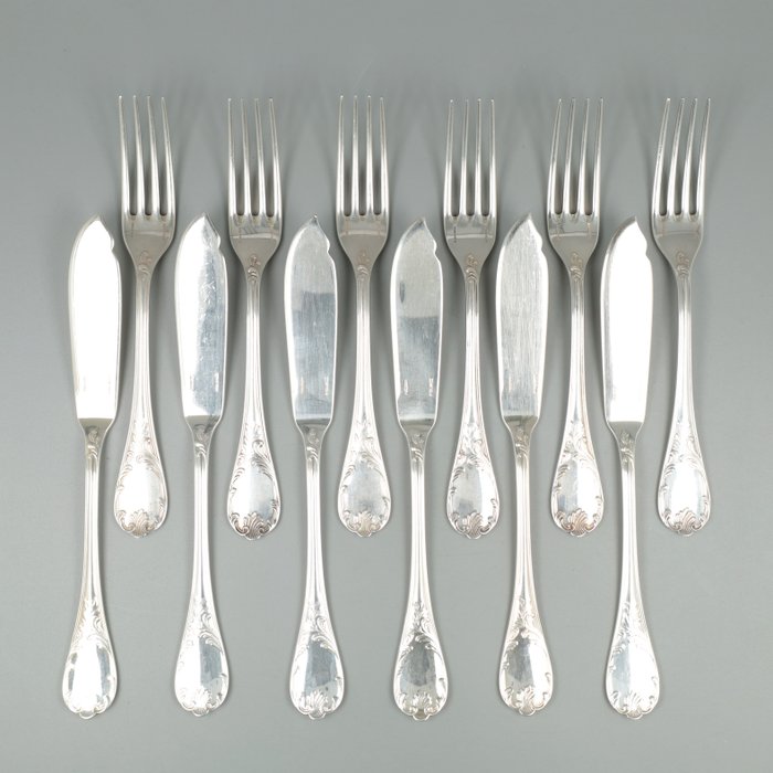 Christofle Visbestek model: Marly - 餐具套装 (12) - 镀银
