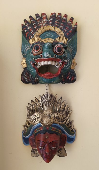 两个巴龙面具 - 巴厘岛 - 印度尼西亚  (没有保留价)