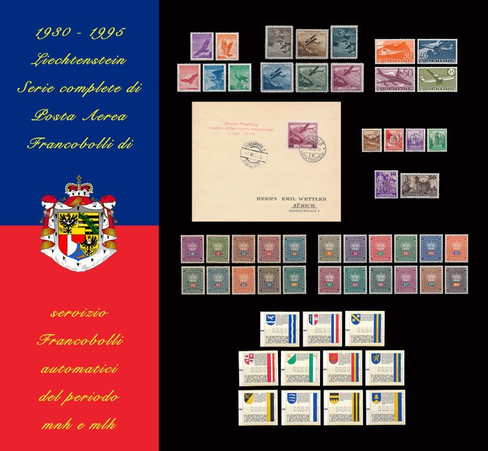 Liechtenstein 1930/1995 - Complete sets luchtpostservice en automatische postzegels postfrisse en MLH uit de periode. - Unificato