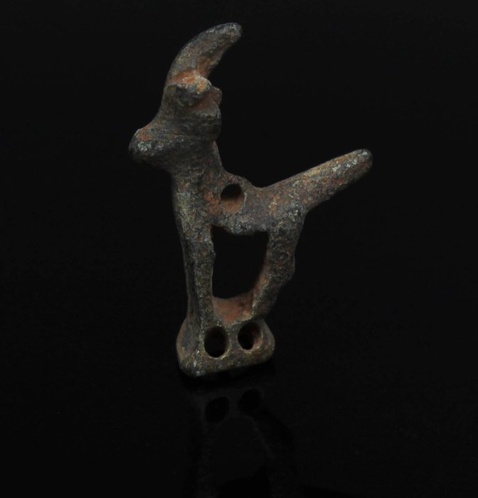 Edad del Bronce, Luristán Bronce Figura de Ibex, Licencia de Exportación Española.  (Sin Precio de Reserva)