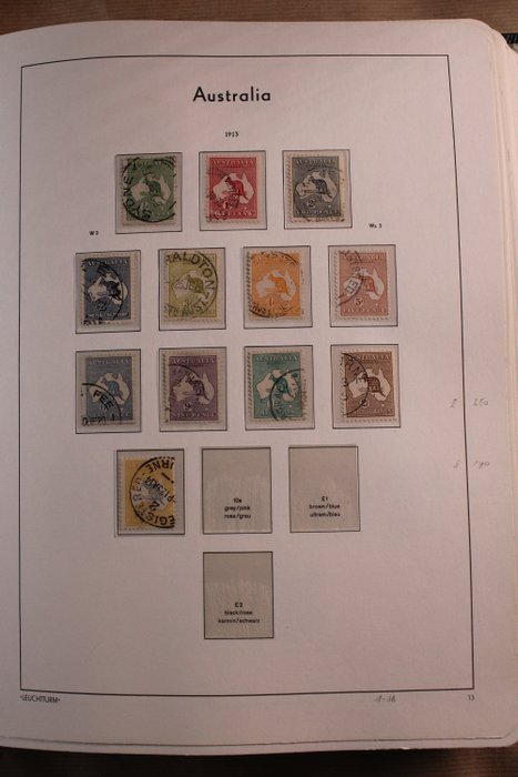 Australien 1913/1970 - Meget avanceret samling i Leuchtturm preprint album