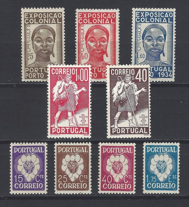 Portugália 1934/1946 - Komplett sorozat - Mundifil nº 561/563, 577/578, 579/582
