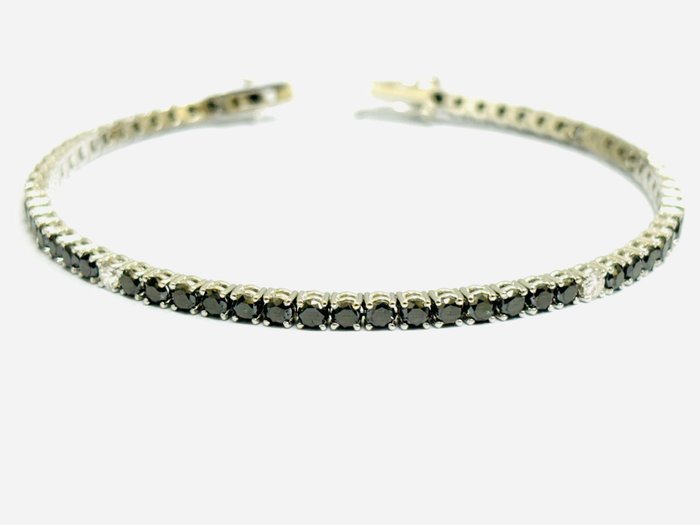 Armband - 18 kt Weißgold -  7.95 tw. Diamant  (Farbbehandelt) - Diamant 