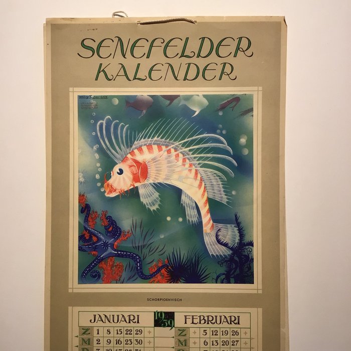 Willy Schermelé - Senefelder calendar 1939, 6 leaves