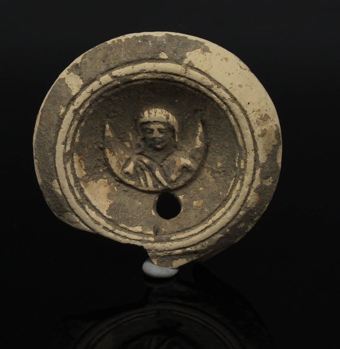 Romersk antik Terrakotta Framgent af diskos, olielampe, spansk eksportlicens.  (Ingen mindstepris)