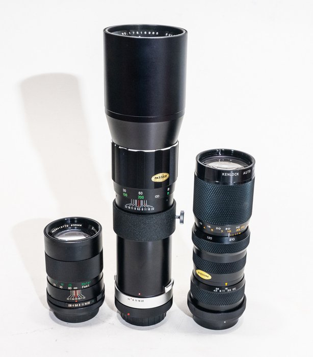 Soligor, Vivitar, Kenlock Auto Telephoto 2,8/135 mm, Tele-Auto 6,3/400 mm, Auto zoom 4,5/85-210 mm (Canon FD/FL) Kameran linssi
