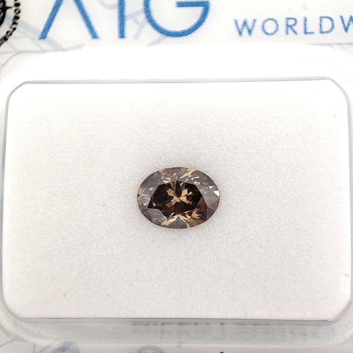 Timantti - 0.41 ct - Ovaali - Fancy Deep Orangy Brown - SI1 *No Reserve Price*