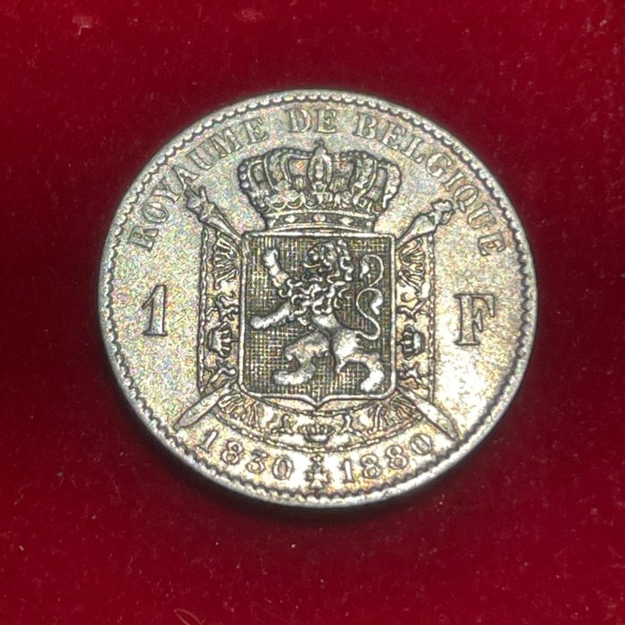 Belgique. 1 Franc 1830-1880, 50 ans de d’indépendance Léopold II  (Sans Prix de Réserve)