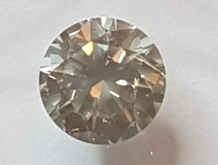 1 pcs Diamant - 1.00 ct - Rond - fancy intens groen geel - P1