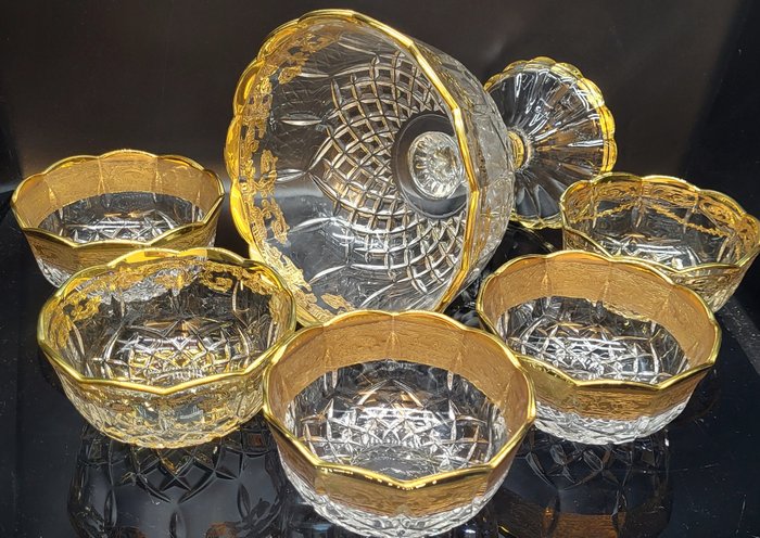 antica cristalleria italiana - Teríték (6) - luxus kollekció arany színben - Arany, Kristály