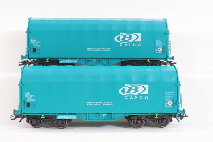 Märklin H0 - 47205 - 模型貨運火車組合 (1) - 2 兩件式鋼板滾輪組 - B Cargo